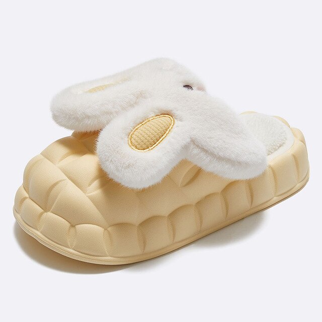 2022 Winter Cute Cartoon Rabbit Shape Fluffy Slippers