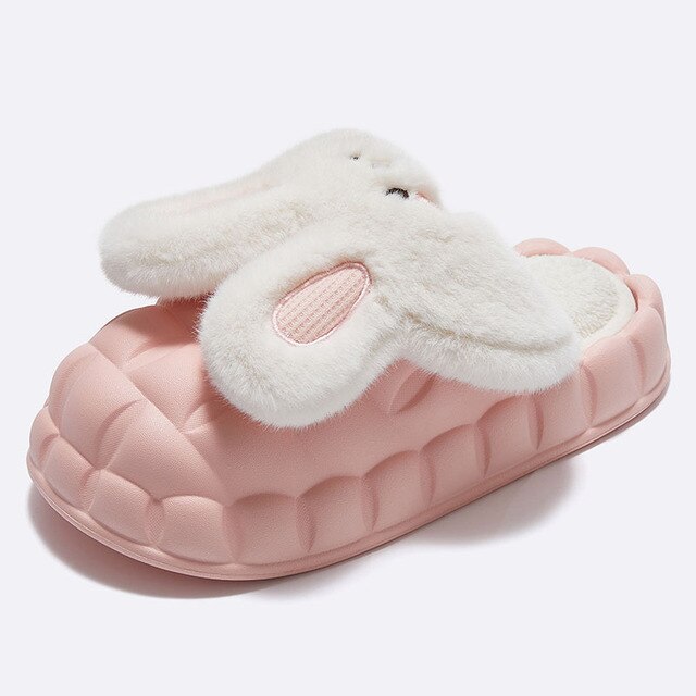 2022 Winter Cute Cartoon Rabbit Shape Fluffy Slippers