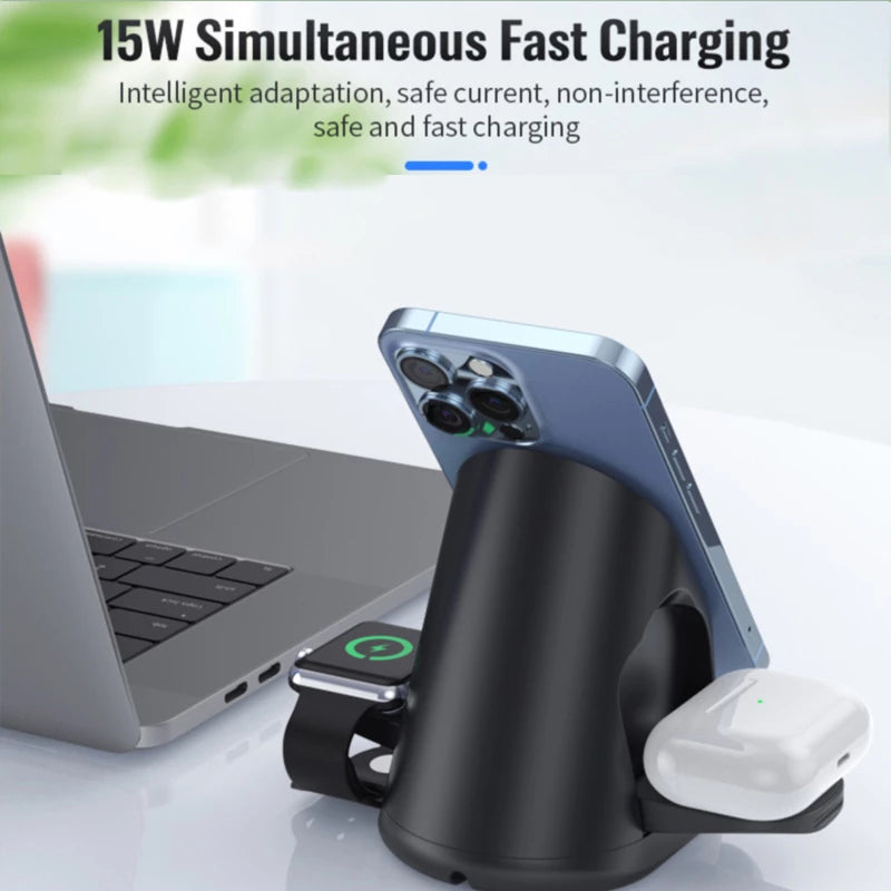 Foldable 3-in-1 Magnetic Wireless Charger
