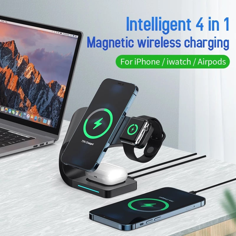 3-in-1 Magnetic Wireless Charger Stand For iPhone