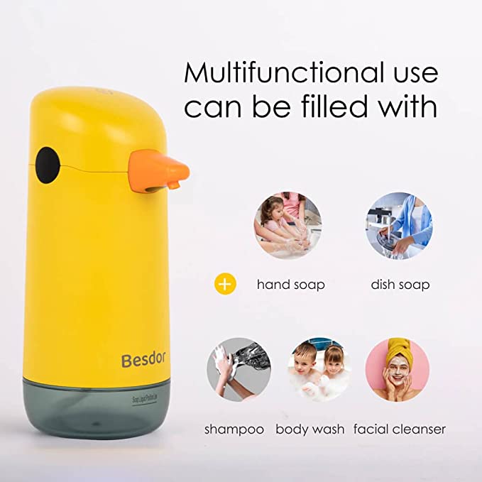 Dispensador automático de jabón, lindo dispensador de jabón sin contacto de  pato amarillo, sensor infrarrojo, funciona con pilas, para baño y cocina