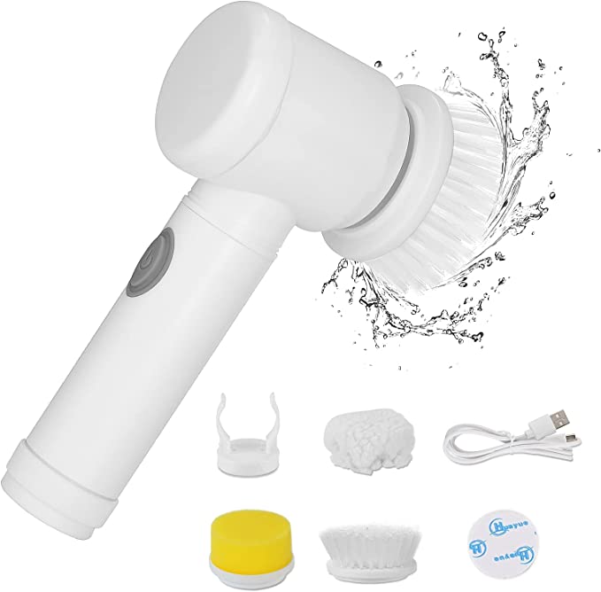 5-in-1 Handheld Bathtub Brush Kitchen Bathroom Sink Cleaning Tool 3 Brush  Head Efficient Cleaning Toilet Tub Electric Brush Ns2