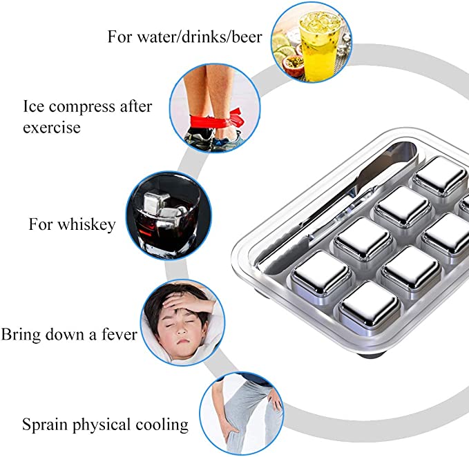Cubitos de hielo reutilizables de acero inoxidable (paquete de 8)