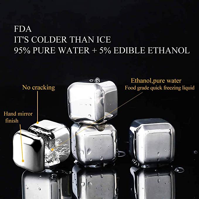 Cubitos de hielo reutilizables de acero inoxidable (paquete de 8)