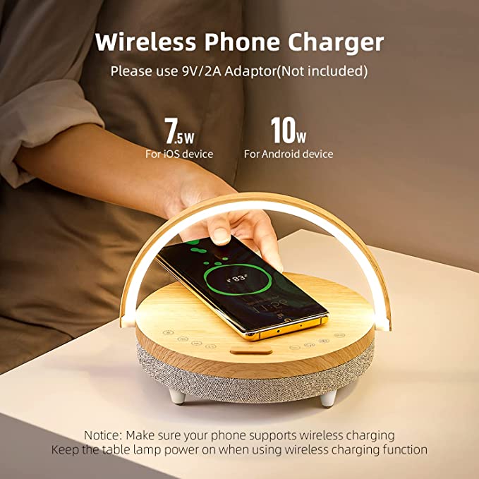 All-in-one Wireless Charger + LED Lamp + Bluetooth Speaker