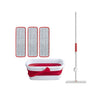 Flat Squeeze Mop and Folding Bucket Set (with 3 mop cloth)