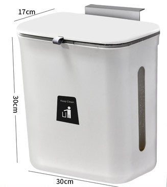 9L Hanging Trash Can with Wet and Dry Compartment