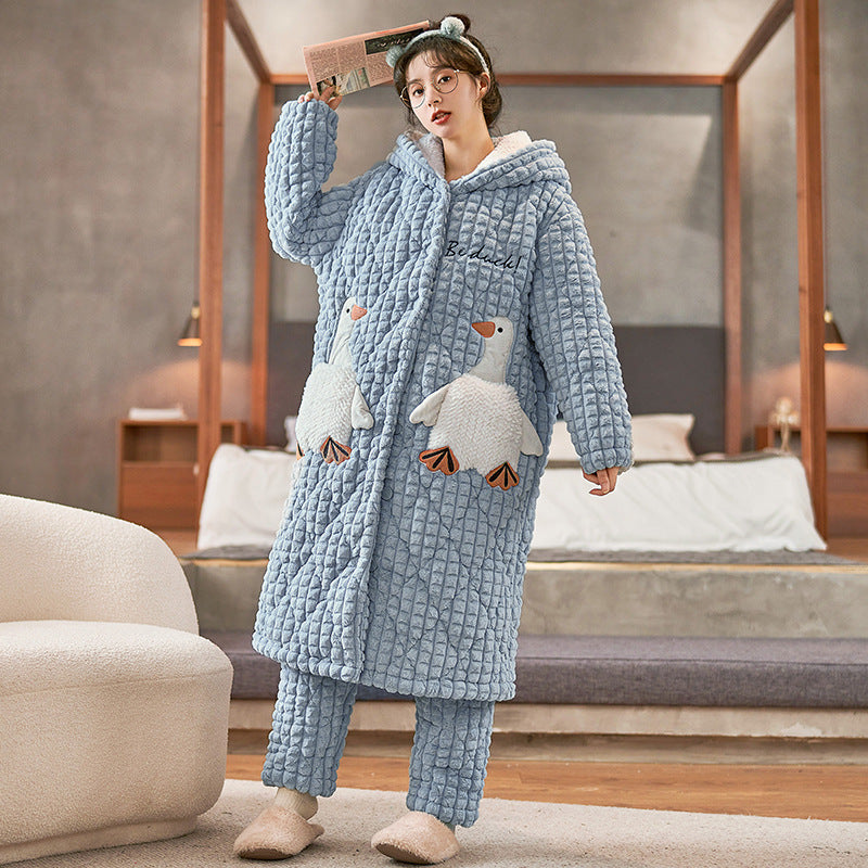 Women's Coral Fleece Winter Pajamas Set