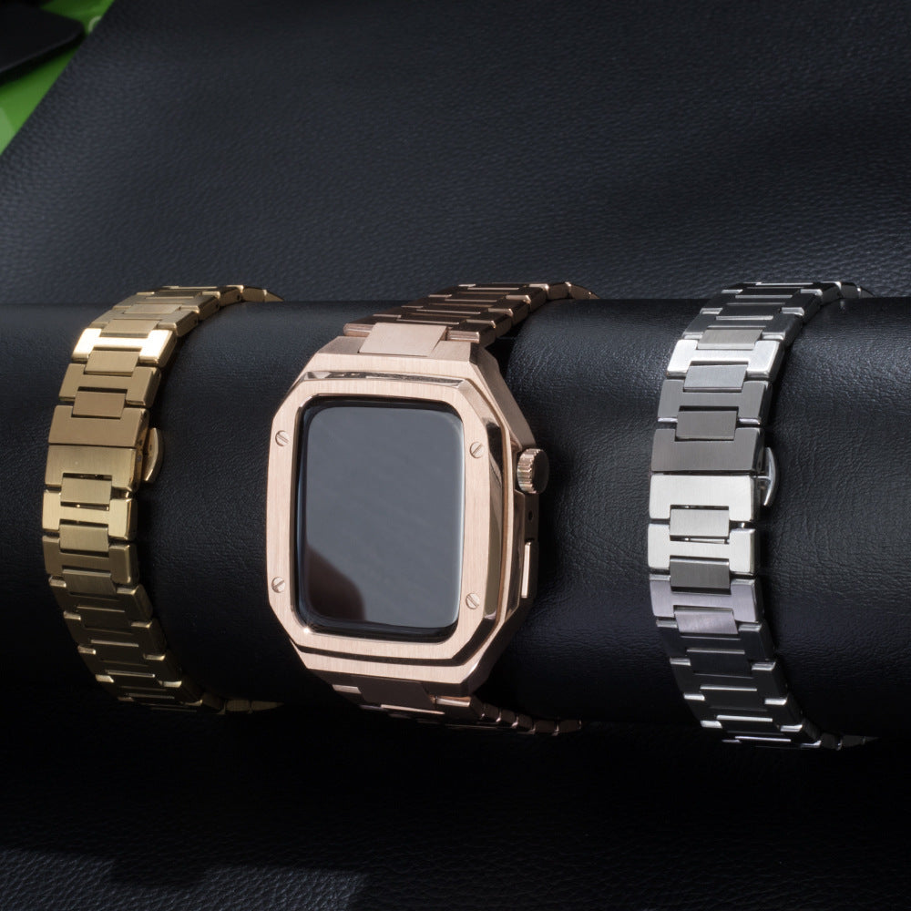 Stainless Steel Case + Strap / Silica Band For Apple Watch