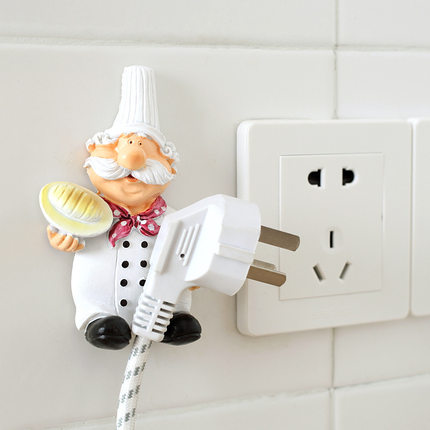 Cute Chef Soporte de enchufe de alambre montado en la pared