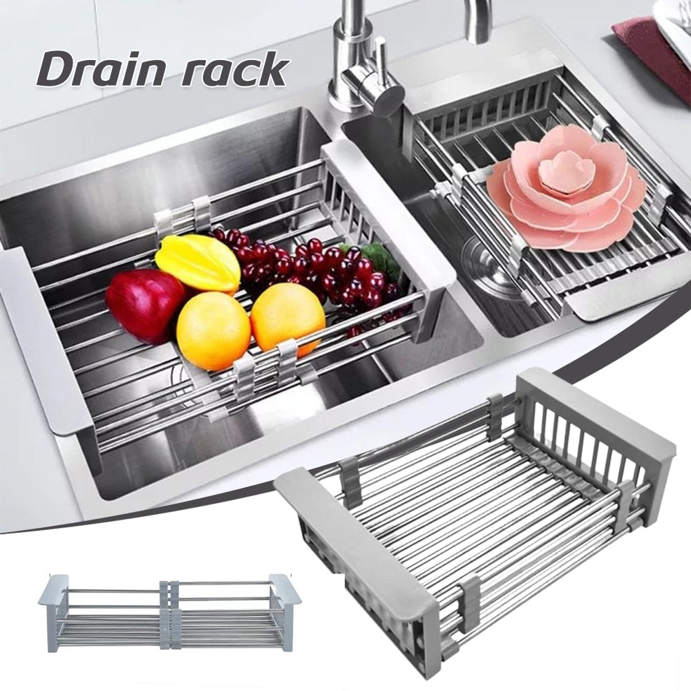 Kitchen Sink Expandable Stainless Steel Drain Rack