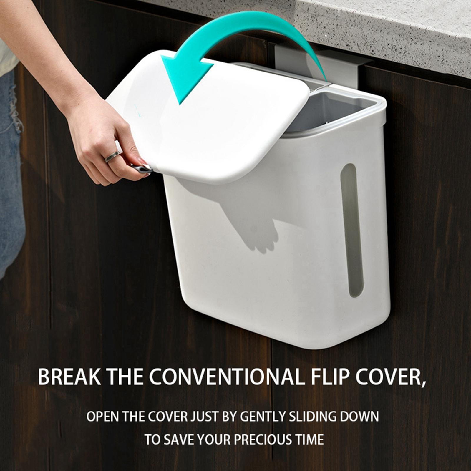 9L Hanging Trash Can with Wet and Dry Compartment