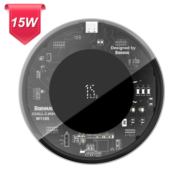 Cargador inalámbrico transparente Qi de 15 W