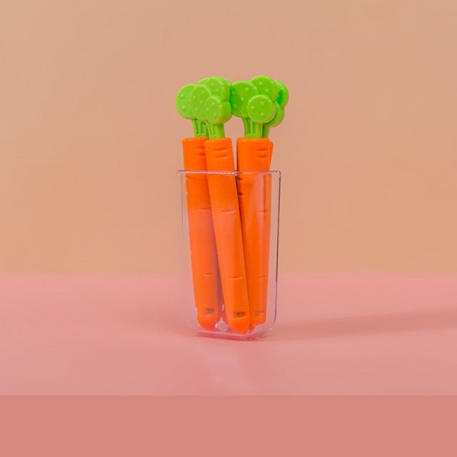 Clip de cierre de bolsa de comida de zanahoria de dibujos animados de 5 piezas